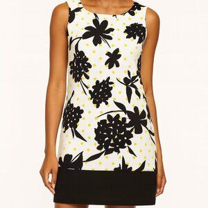 🖤 Ronnie Nicole NWT Size 14 Sleeveless Floral Dress – Black & White with Yellow
